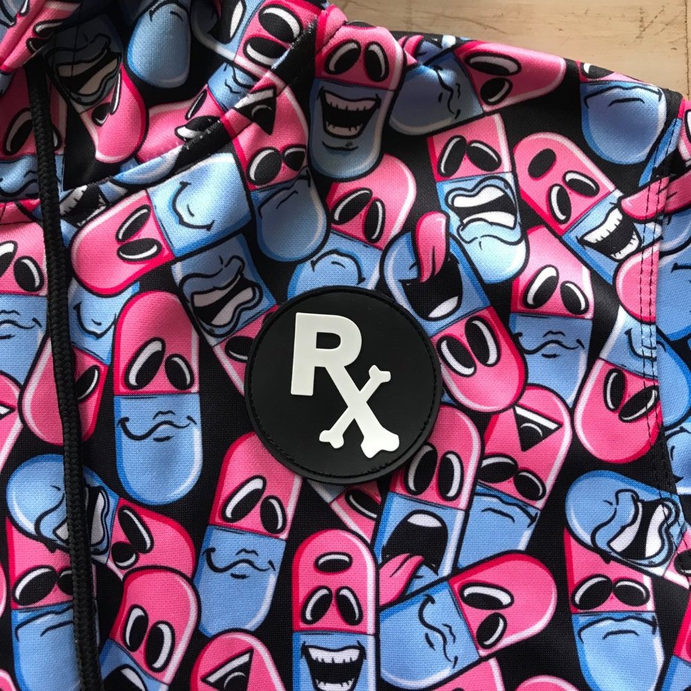 RX Pillz All Over Crop Hoodie Jacket Zip Front Small Womens